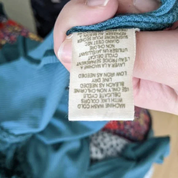 Free People Teal Blue Long Sleeve Blouse Size S - Picture 2 of 10